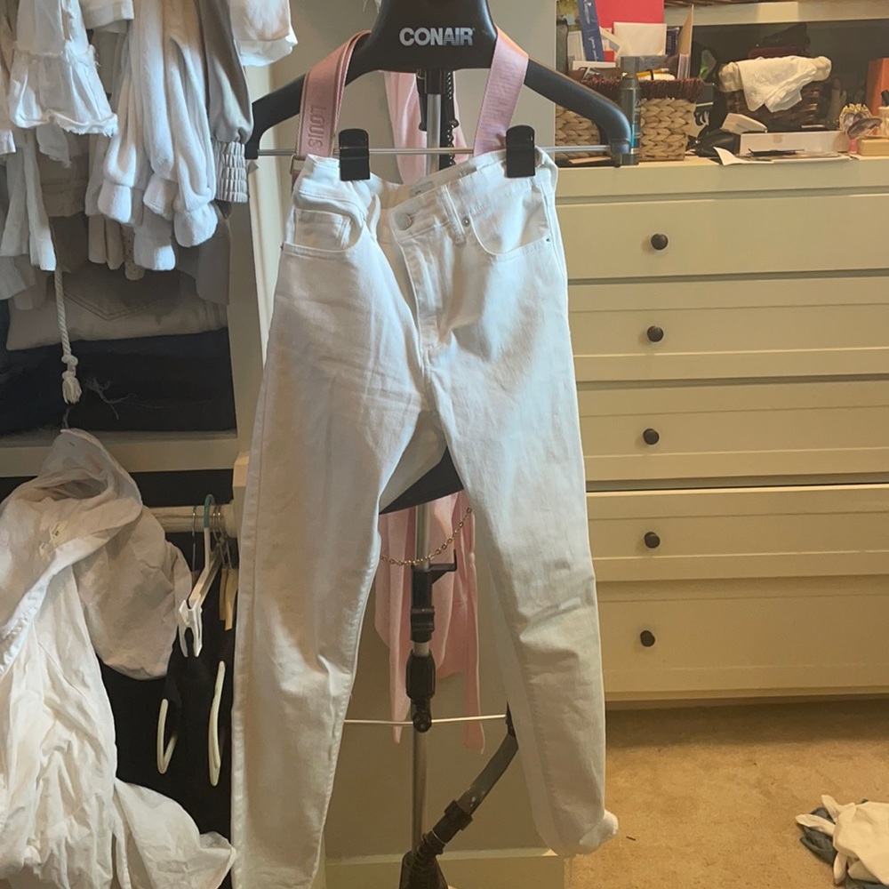 Lucky white skinny jeans with frayed hem